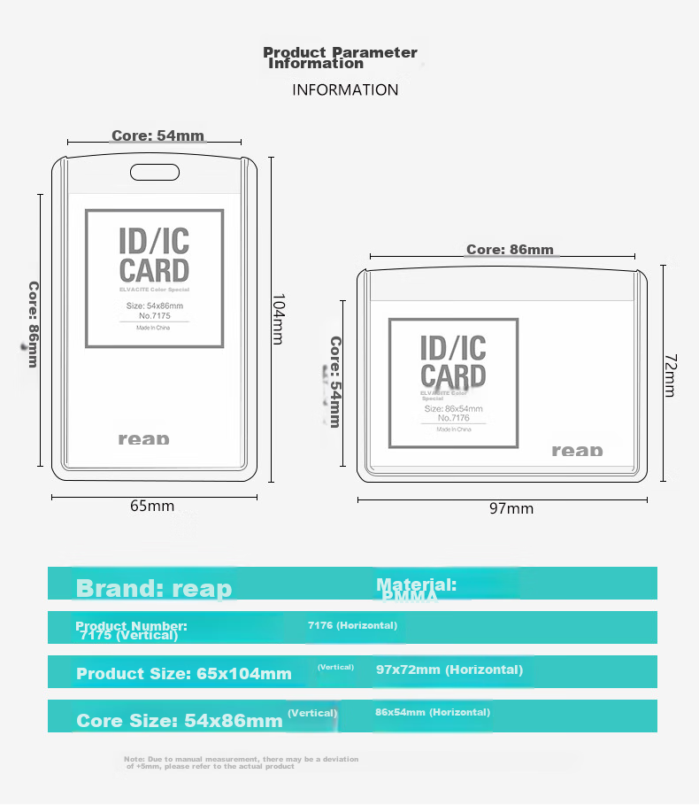 Reap Business ID Card Holder Vertical Style, 6 Card Holders + 6 Lanyards, Employee Badge Factory Nameplate Work Permit, Bus Card Holder, Black 7117 2
