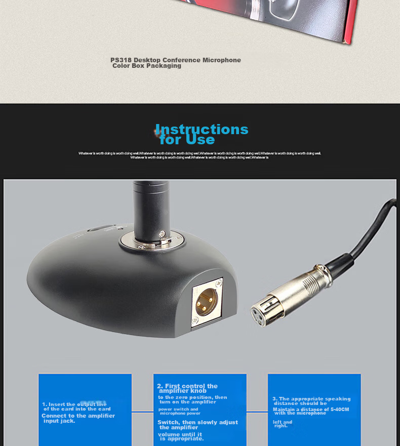 Lingque PS312 Wired Conference Microphone Desktop Gooseneck Pickup Anti-Interference Phantom Power 48V Rechargeable Long Rod Condenser Mic 10