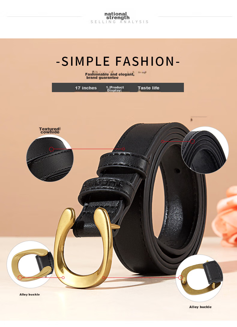 TUCANO Genuine Leather Belt with Pin Buckle for Women, Versatile Waistband, Fashionable Decorative Belt, Practical Birthday And 520 Gift 9