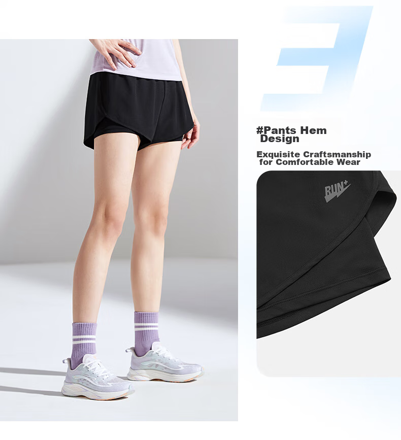 QIAODAN Women's Shorts, Sports Pants, Summer Lightweight Breathable Quick-Dry Fake Two-Piece Anti-Exposure Running Pants for Wome 5