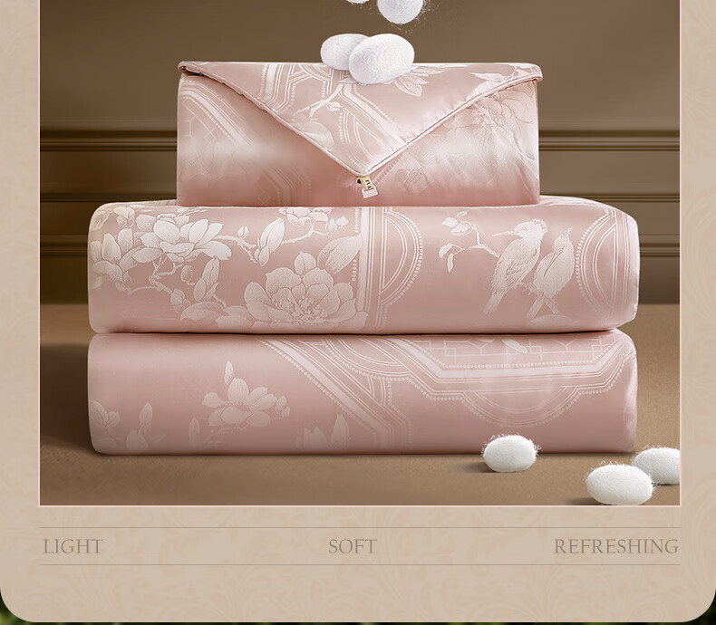 FUANNA 100% Silk Comforter, Spring And Autumn Quilt, Jacquard Antibacterial Double-Layer Duvet, Single Two-In Quilt Insert, 152*210cm, Huajia 10