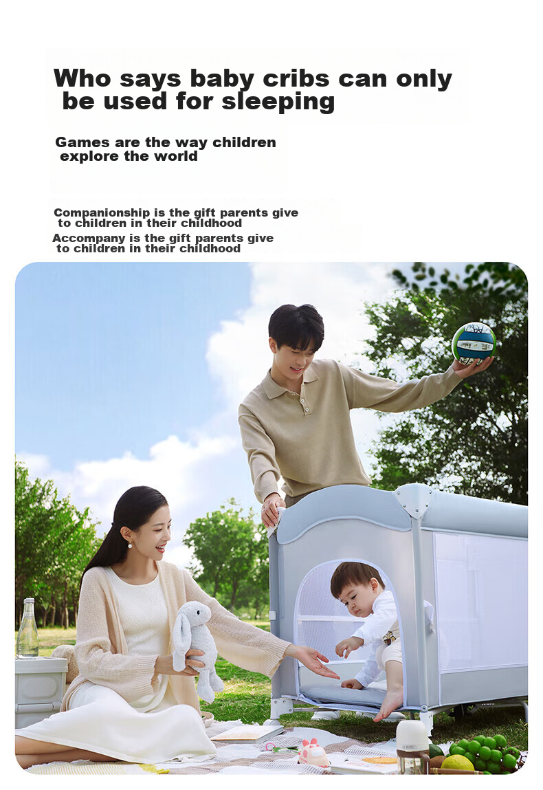 Leyunbaby Multifunctional Foldable Baby Crib, Portable Changing Table, Mobile Baby Soothing Station, Full Moon Gift 11