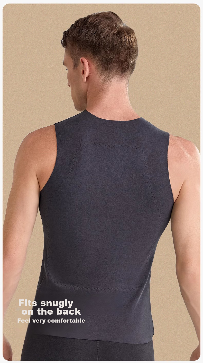 LangSha Thermal Vest for Men, Wool And Silk Patch, Slim-Fit Sports Seamless Sleeveless Undershirt Base Layer, 2-Pack 14