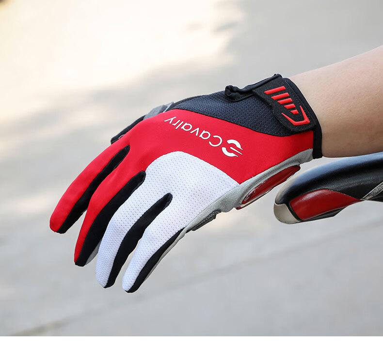 CAVALRY Silicone Full-Finger Gloves for Men And Women, Long-Finger Road And Mountain Bike Shock-Absorbing Gloves Cycling Gear, Black-Gray XL 4