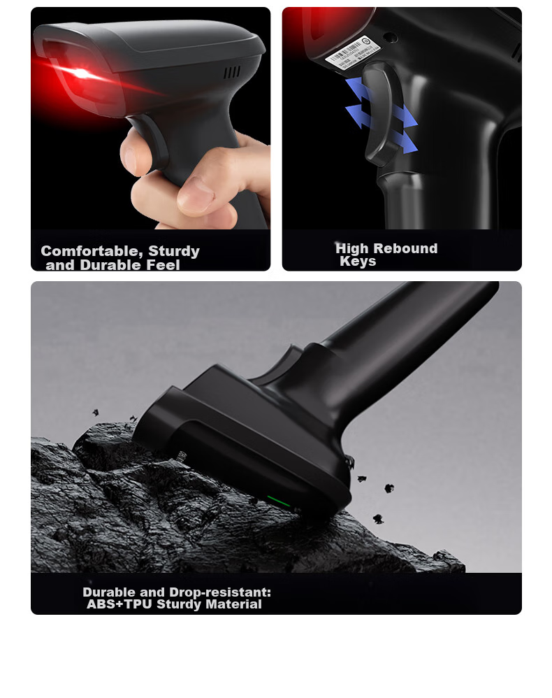 Deli Barcode Scanner, Wireless Barcode Scanning Gun, Pharmaceutical Traceability Logistics Express Delivery Medical Insurance Scanning Product Inventory Spare Parts Warehouse Barcode Scanning QR Code 14881S Black 16