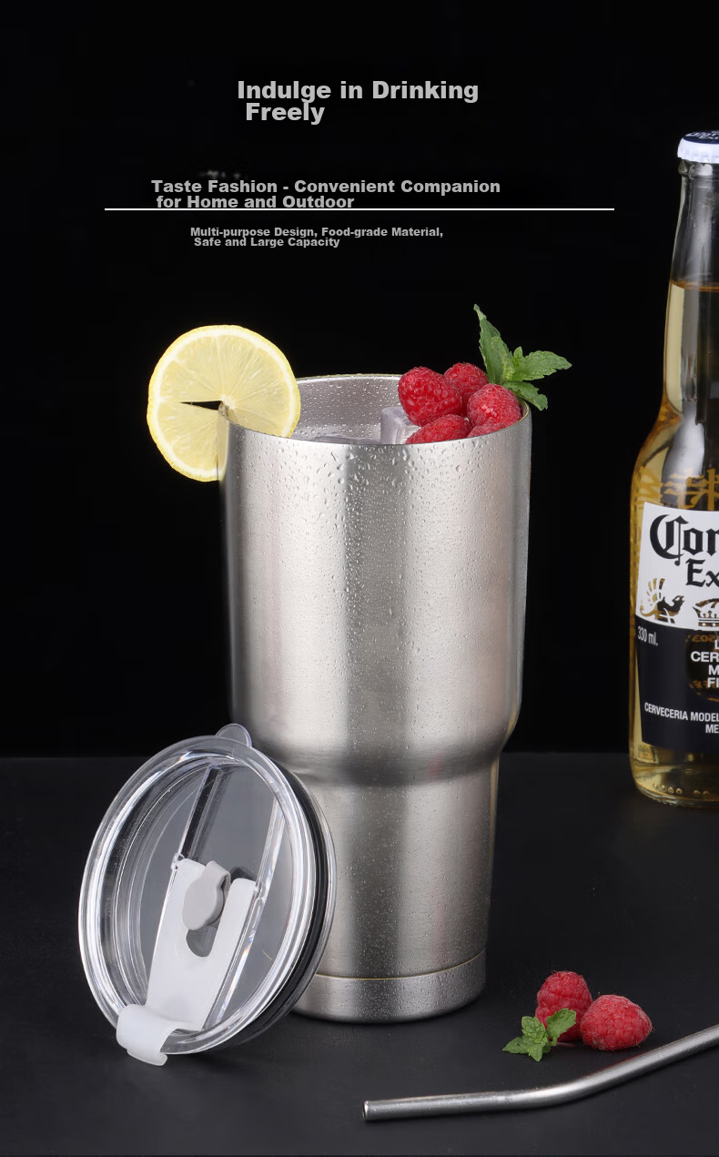BJ 304 Stainless Steel Ice Cup, Insulated Mug, Large Capacity Water Bottle, Coffee Cup, 900ML with Straw + Straw Brush 3