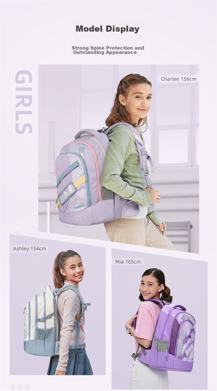 TigerFamily Middle School And High School Student Backpack for Grades 5-9, Spine-Protecting And Load-Reducing Double Shoulder Bag for Boys And Girls 3