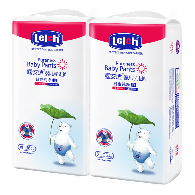 Lelch Day And Night Pure Pure Boxed Learning to Walk Pants XL Size 72 Pieces (12-17kg), Daytime Baby Diapers Pull-Ups