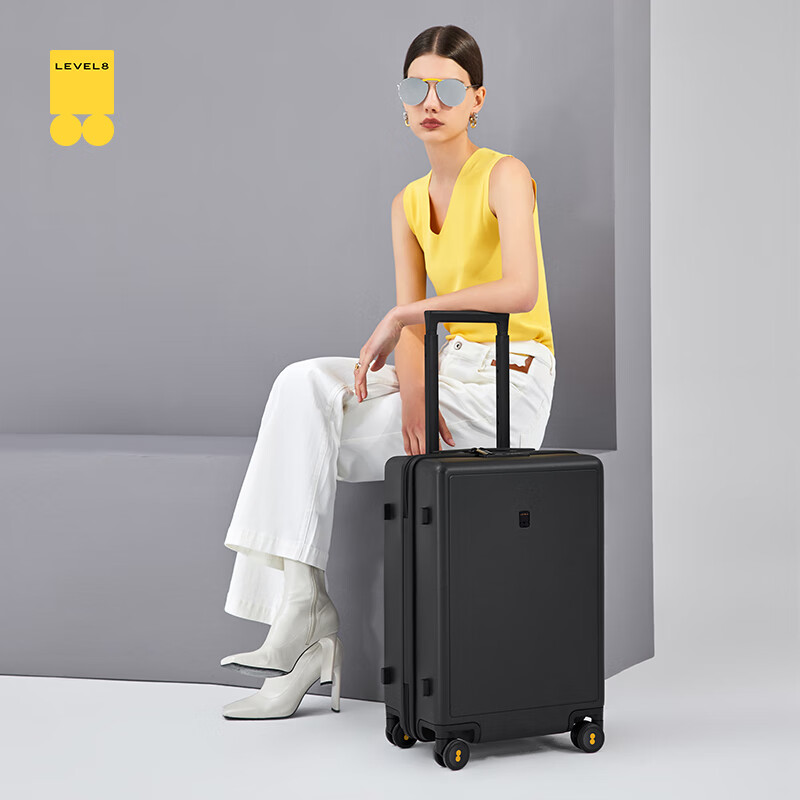 LEVEL8 Luggage Password Suitcase with Trolley Handle for Men And Women, Large Capacity Spinner Wheels, Student Travel PC Case, 24-Inch Gray