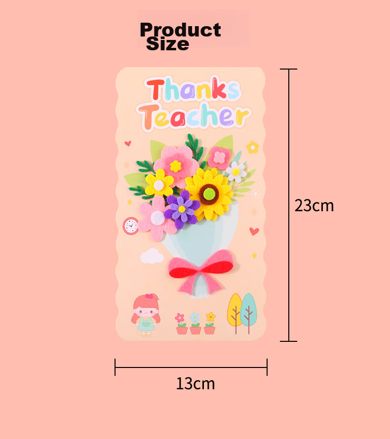 BOJIAO 3D Greeting Card DIY Handmade Material Kit, High-End Feel Handheld Creative Bouquet Preserved Flowers, Blessing Card, Teacher's Day Gift for Teachers And Students' Day Present 10