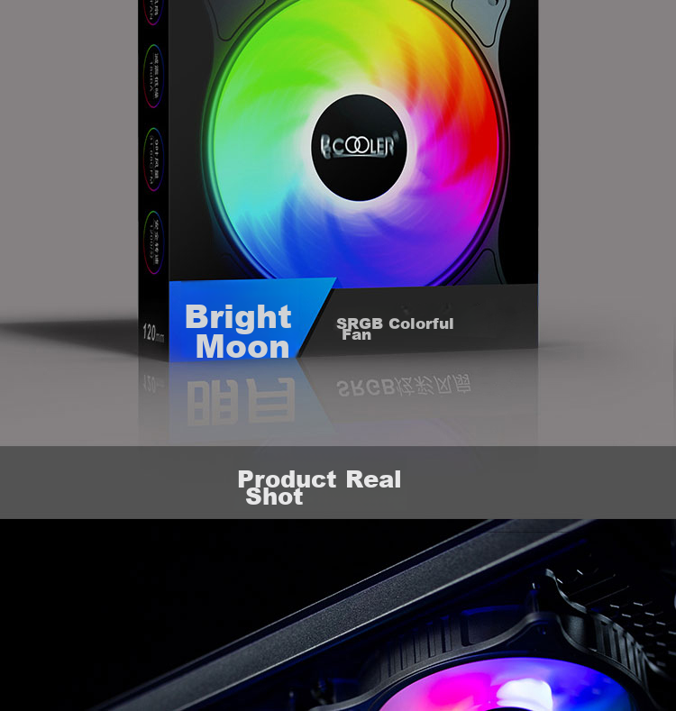 PCCOOLER Mingyue SRGB 12CM Case Fan (Colorful Lighting Effects, Luofu Bearing, Shock-Absorbing Foot Pad, Compatible with Series Connection) 11