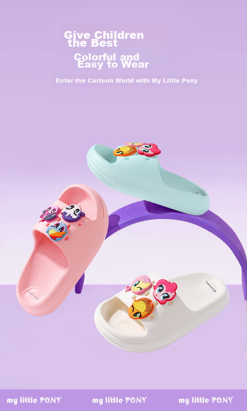 My Little Pony Girls Summer Slippers Soft Sole Non-Slip Toddler Baby Sandals Round Logo Purple Size 38 3