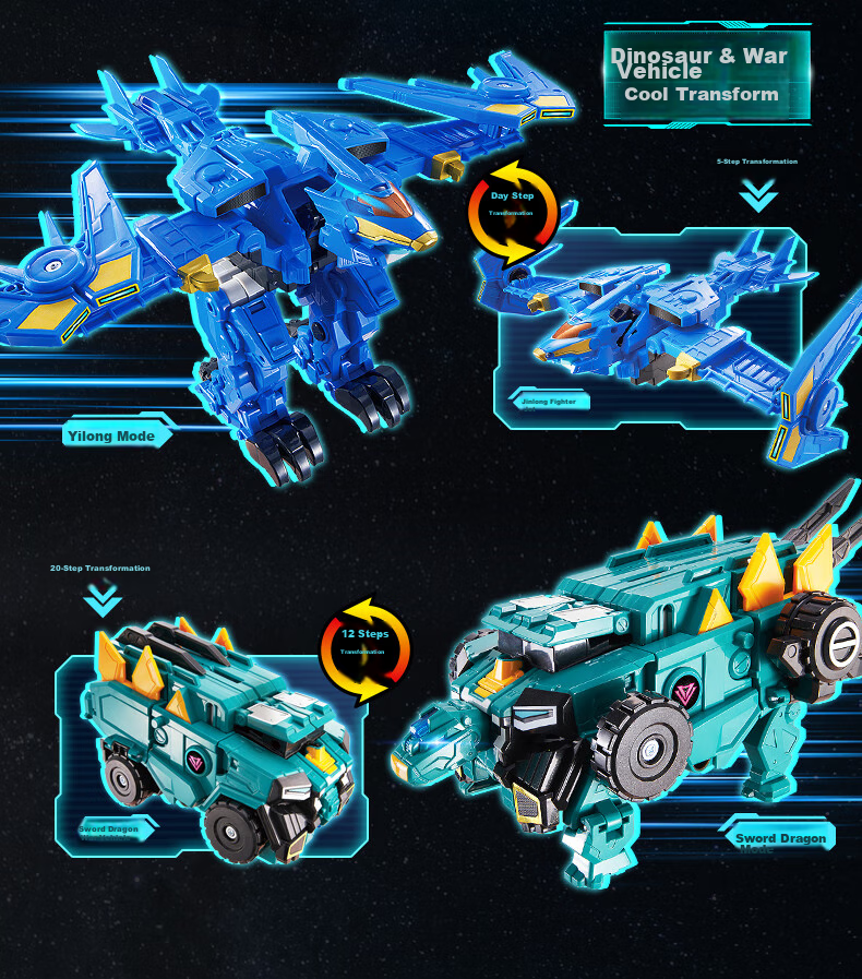 AULDEY Quantum Squad Transforming Robot Super Combination Mecha Supersonic War God Children's Toy Children's Day Gift 12