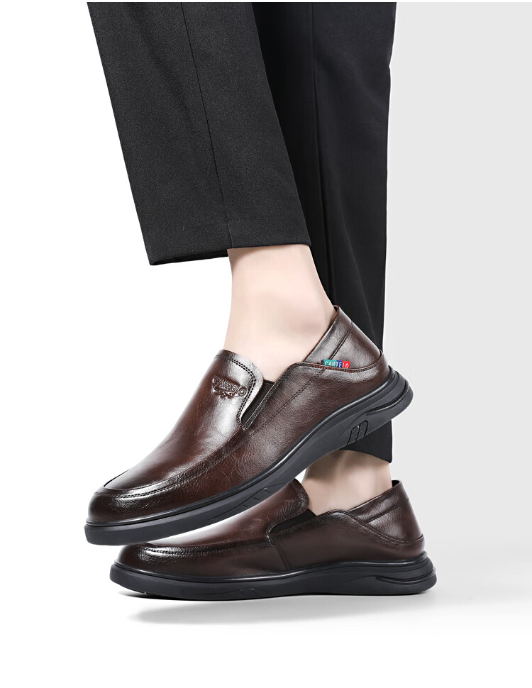 CARTELO Genuine Leather Men's Shoes, Business Casual Sports New Style for Autumn And Winter, Soft Thick-Soled Versatile Commuter Work High-End Black 56