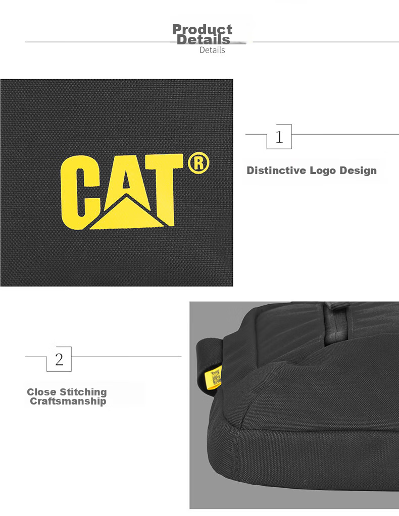 CAT Shoulder Bag, Outdoor Crossbody 10-Inch IPad Tablet Bag, Journalist Bag for Men, Black, 83614 6
