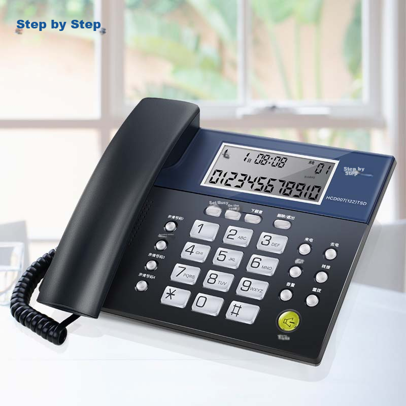 BBK Landline Telephone, Corded Phone, for Office And Home Use, Battery-Free, 4 Sets with One-Touch Dialing, HCD122 Gray Blue
