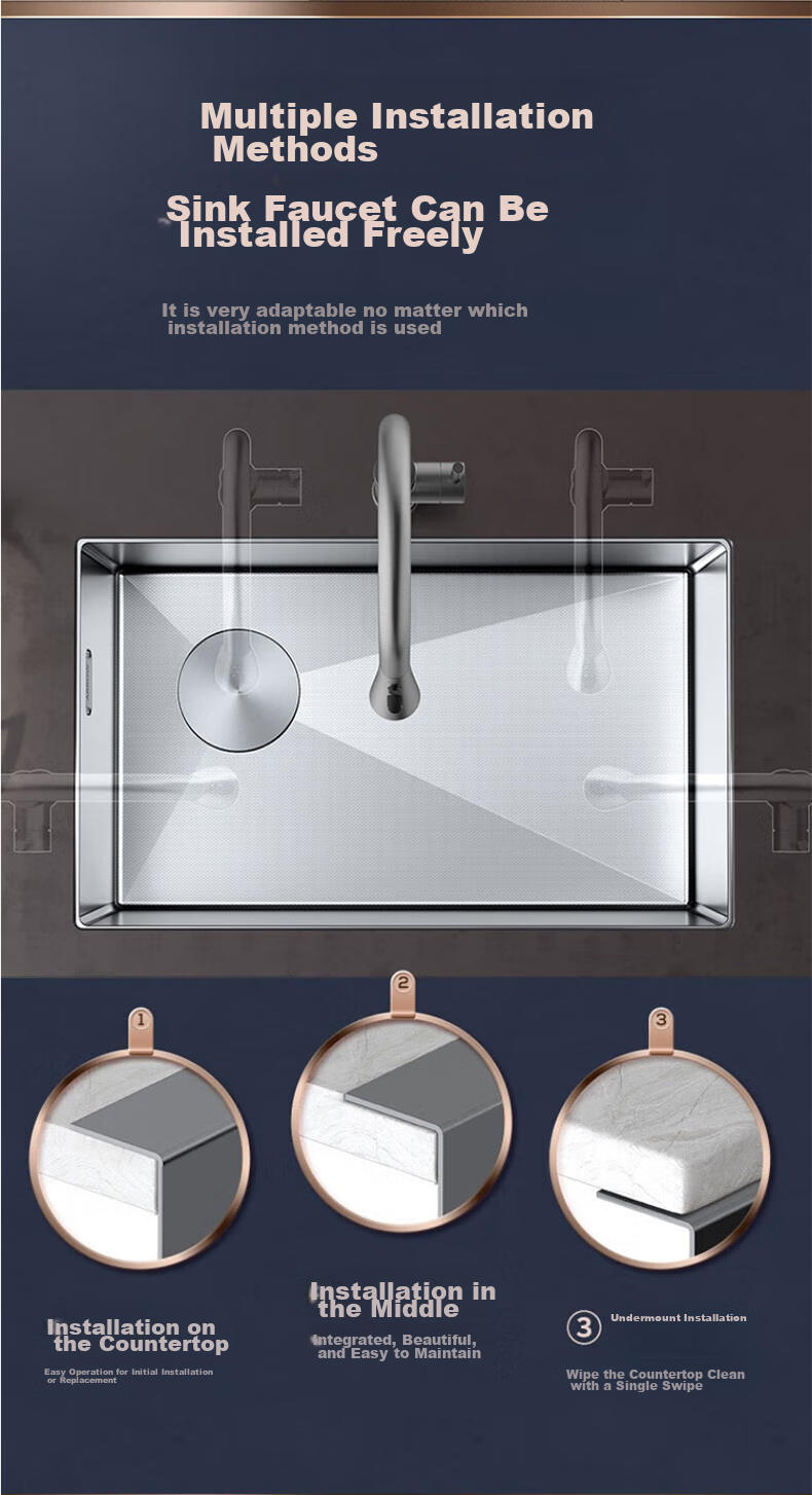 ARROW 304 Stainless Steel Kitchen Embossed Handmade Sink, Large Single Bowl Vegetable Washing Basin AE5570418GM21-SS 13