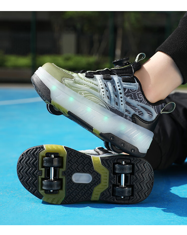 BKG Running Shoes for Girls, Four-Wheel Sports Shoes for Children, Student And Youth Skating Shoes ZYQ23825-B7 Lan Yue 36 25