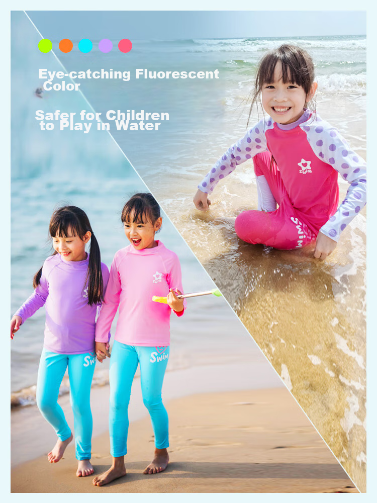 Sulang Children's Two-Piece Swimsuit with Long Sleeves And Pants, Sun Protection, for Girls And Older Children, Strawberry Cartoon Design [Pants] Size 100 3