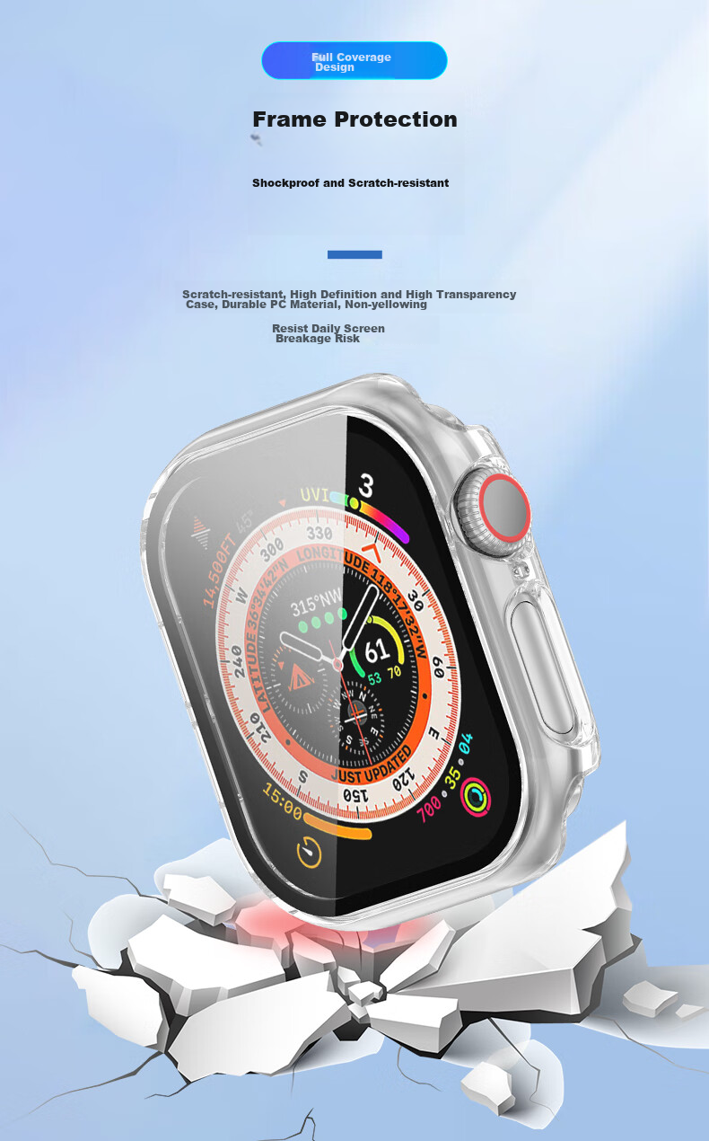 KMaxAI Compatible with Apple Watch S11 Protective Case, Tempered Glass Screen Protector, Integrated Case And Film for Apple Watch S10, IWatch S11 Protective Cover, 42mm Small Dial, Starlight 5