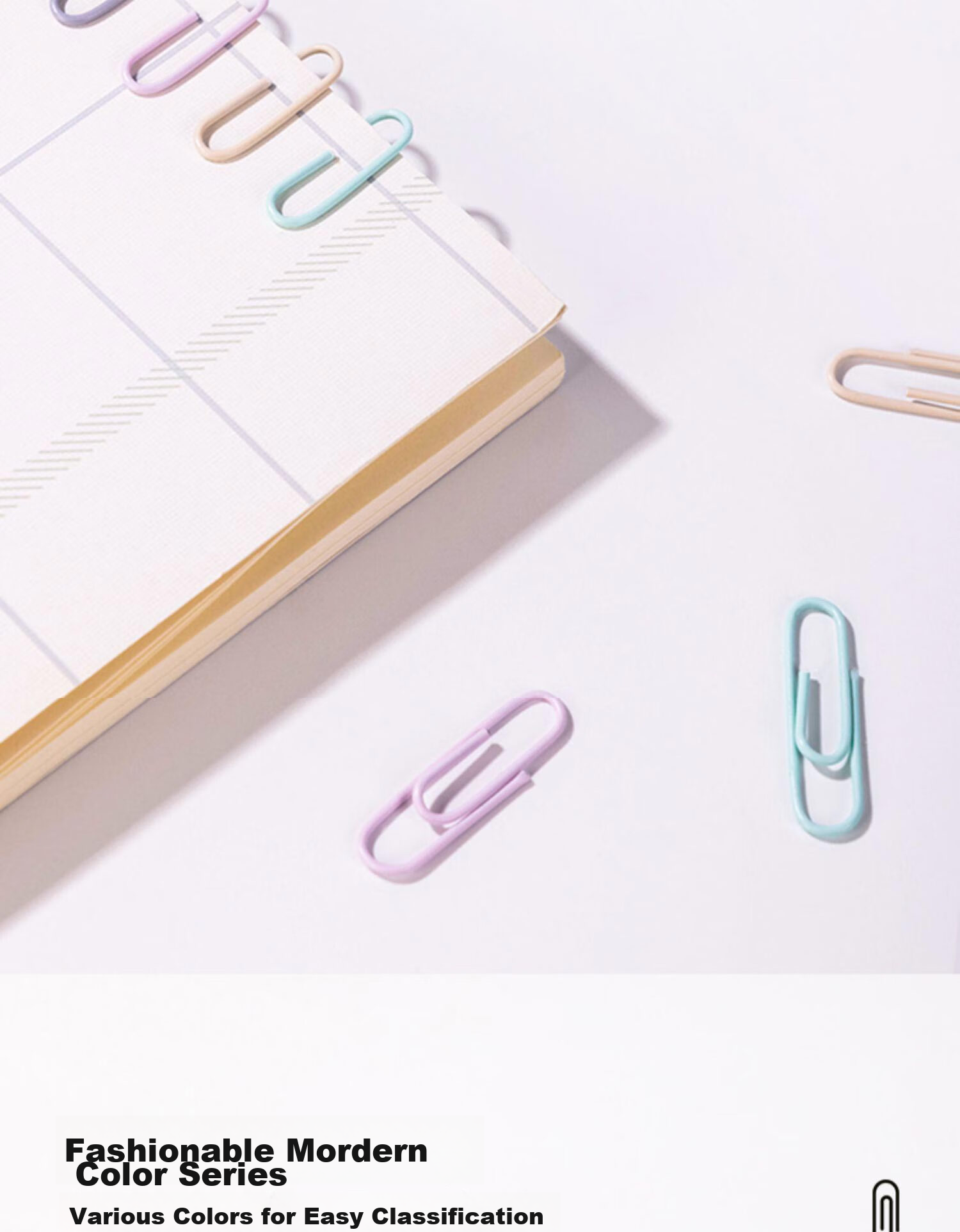 Licao Large Colorful Metal Paper Clips, Office Supplies, Document Organization, Morandi Colors, Nickel-Plated, Rust-Resistant, 500 Pieces in A Bucket 4