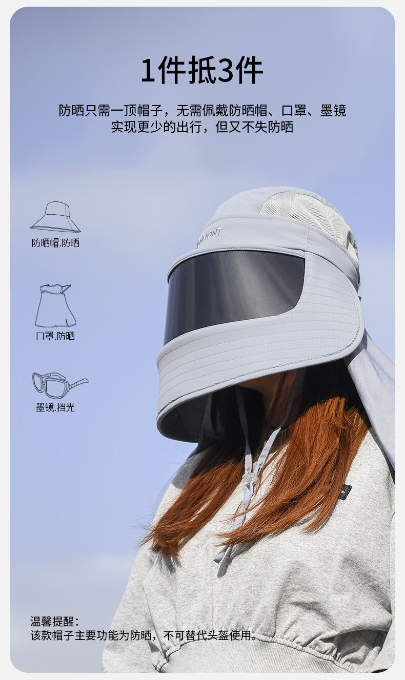 Kenmont All-Weather Face-Covering Sun Protection Mask Hat for Women, Summer UV Protection Outdoor Neck Guard Integrated Windproof Sun Hat 3779 2