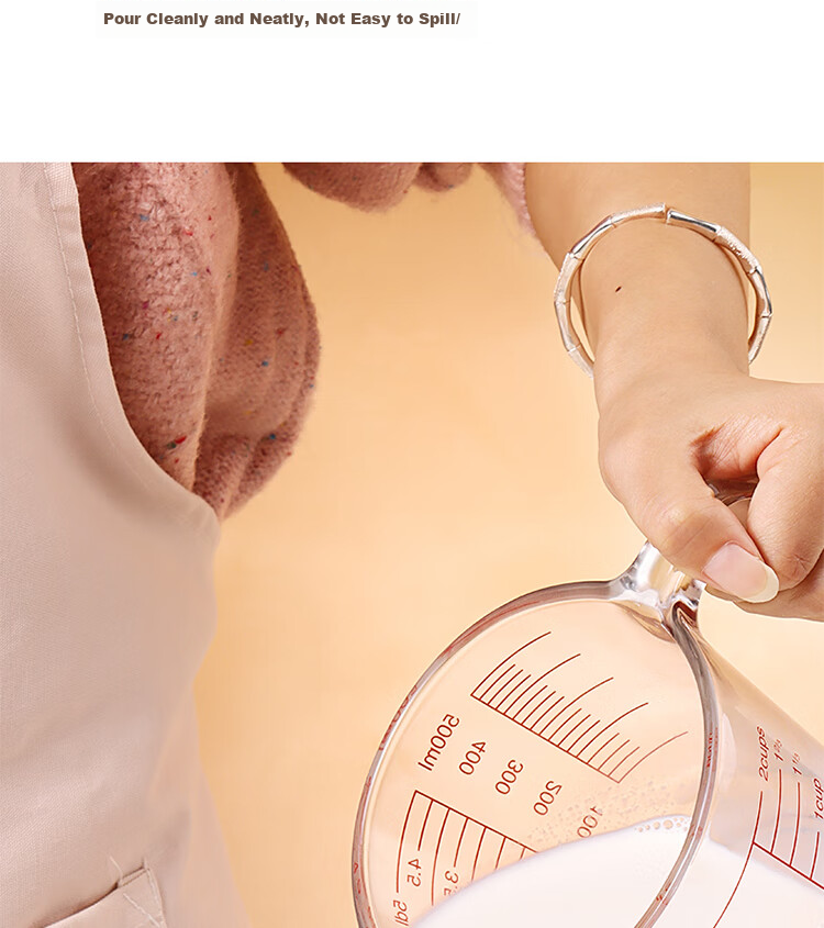 BJ Measuring Cup, Food-Grade Glass Measuring Cup, 500ML, Graduated Cup, Egg Liquid Filter Measuring Cup, Baking Strainer Measuring Cup, Milk Cup 9