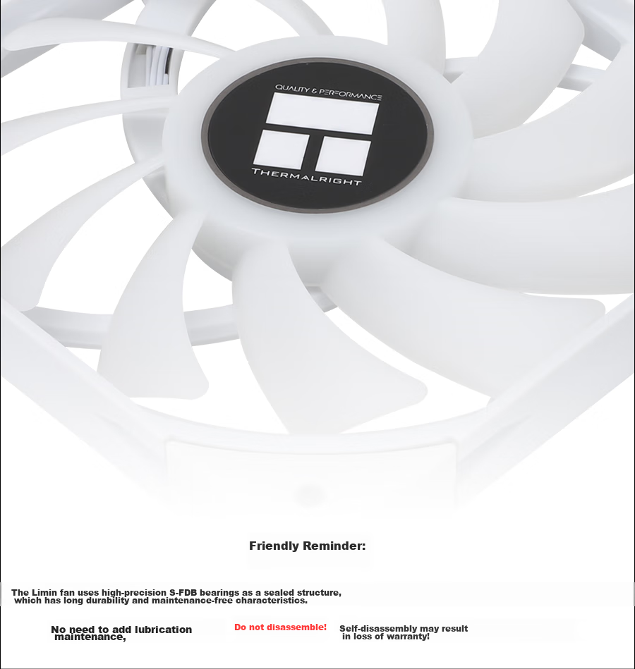 Thermalright TL-C12015W Pure White 12cm ARGB Thin Fan, 15mm Thickness, 4PIN PWM, 1500 RPM, S-FDB V2 Bearing 13