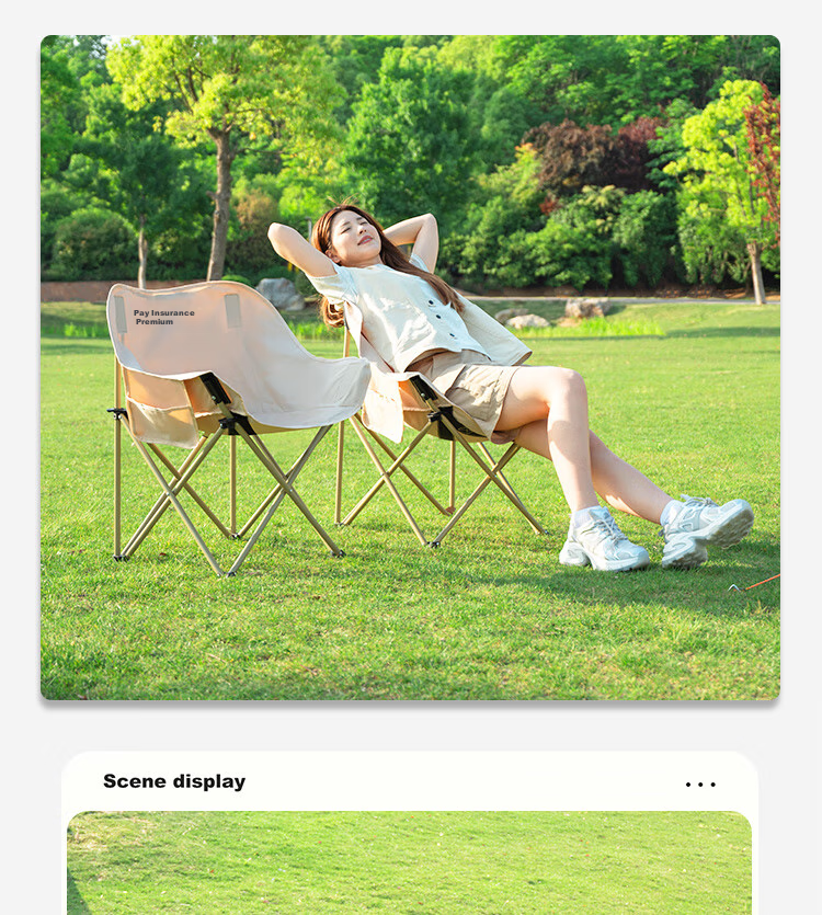 TAN XIAN ZHE Outdoor Folding Chair, Camping Moon Chair, Portable Backrest Fishing Stool, Leisure Beach Lounge Chair, Director's Chair 14