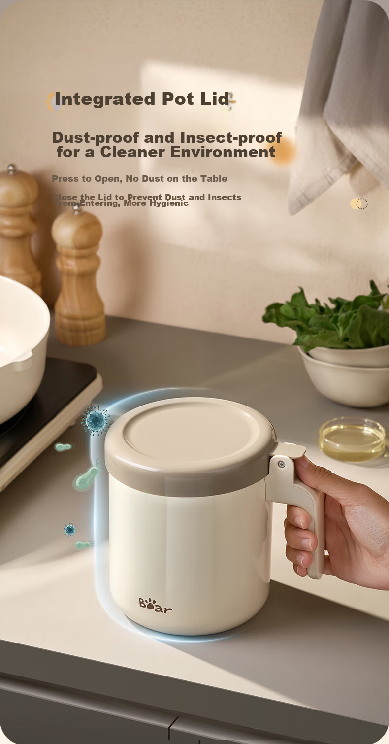 Bear Oil Strainer Bottle, 304 Stainless Steel, with Filter Mesh, Lard Container, Large Capacity Kitchen Oil Bottle, Food-Grade Oil Container, 1.3L 8