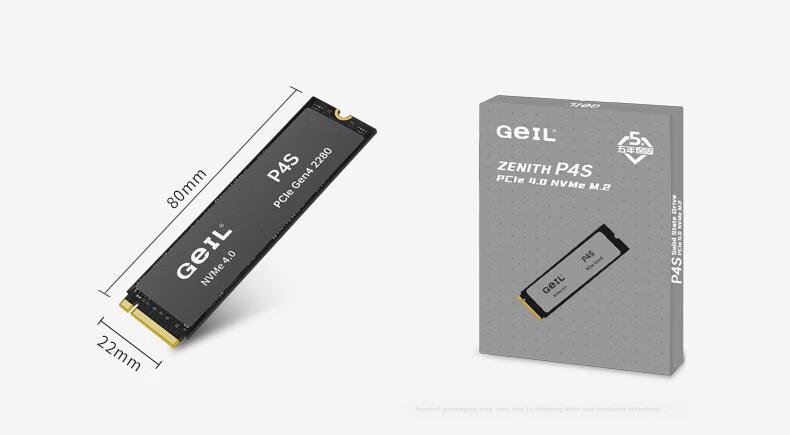 GEIL Jinbang 1TB SSD, M.2 Interface (PCIe 4.0 X4), NVMe SSD Gaming High-Performance Version, High-Speed 7450MB/S, P4S Series 12