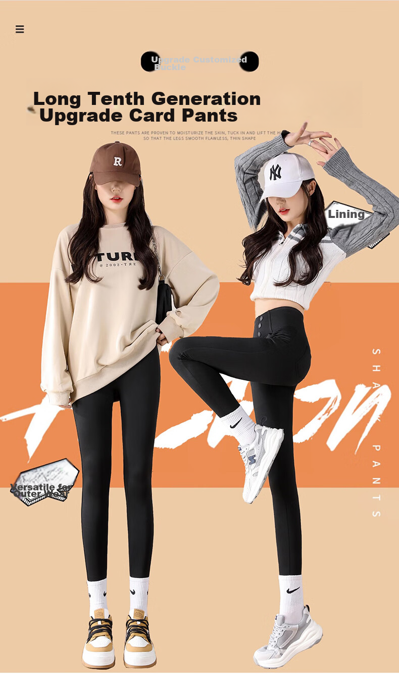 LangSha Leggings for Women, High-Waisted Tummy Control Butt-Lifting Shark Pants, Elastic Slim-Fit Ankle-Length with Three Velcro Straps for Autumn And Winter Outerwear 1