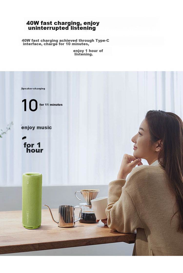 HUAWEI Sound Joy 2 Bluetooth Version, Portable Speaker for Watching Football Season, Computer Speakers, Two-Unit Stereo Long Battery Life Outdoor High-Fidelity Waterproof Gift, Obsidian Black 9