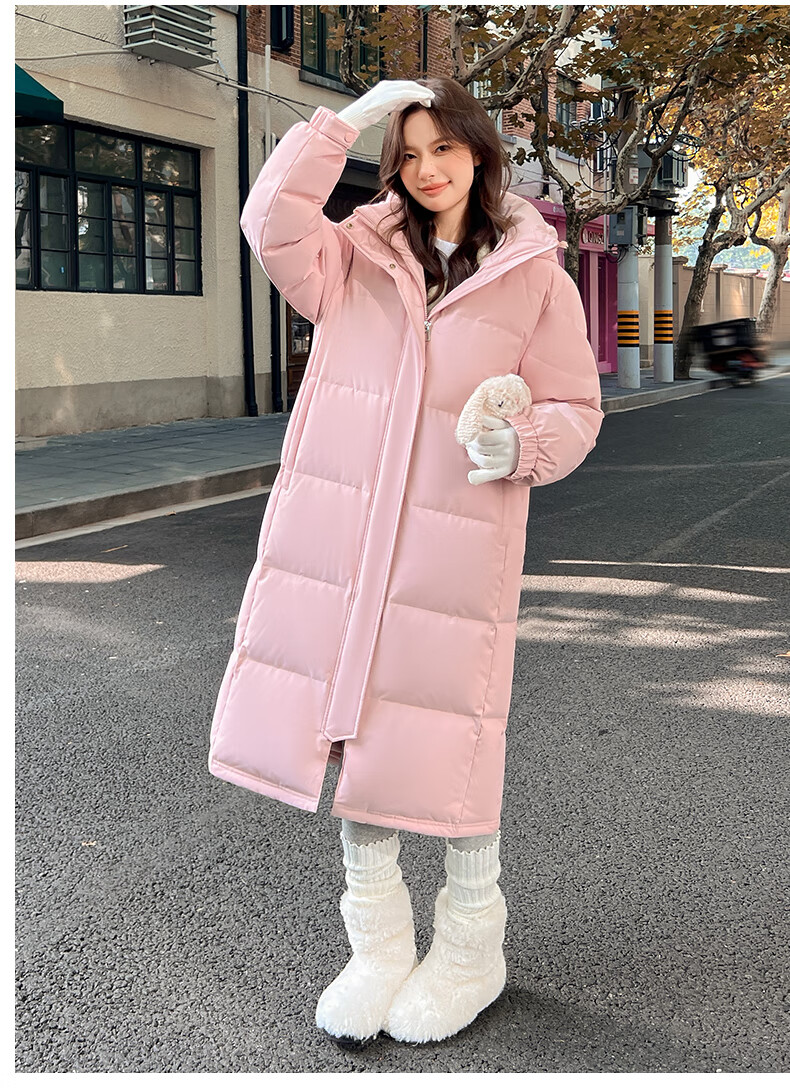 Yalu Solid Color Long down Coat for Women, Winter 2026 New Style, Loose-Fitting Over-Knee Thickened Warm Couple's Mid-Length Coat for Outdoor Activities 17