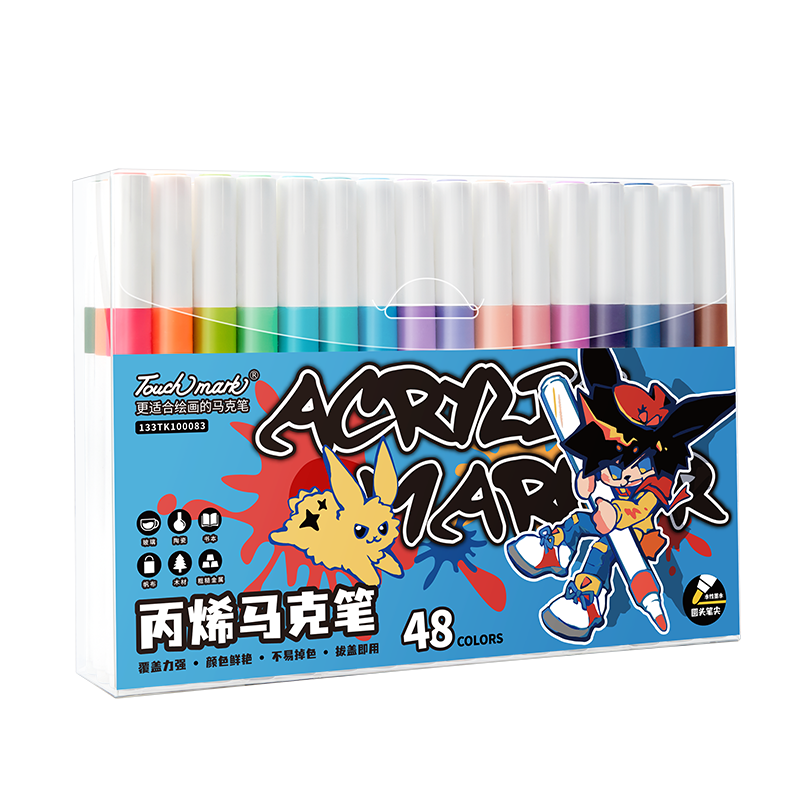 Touch Mark Acrylic Markers, 36 Colors, Water-Based Paint Pens, Watercolor Pens, No-Press Waterproof Quick-Drying Graffiti DIY Acrylic Paint Drawing Pens, Student Children's Gift, Art Educatio