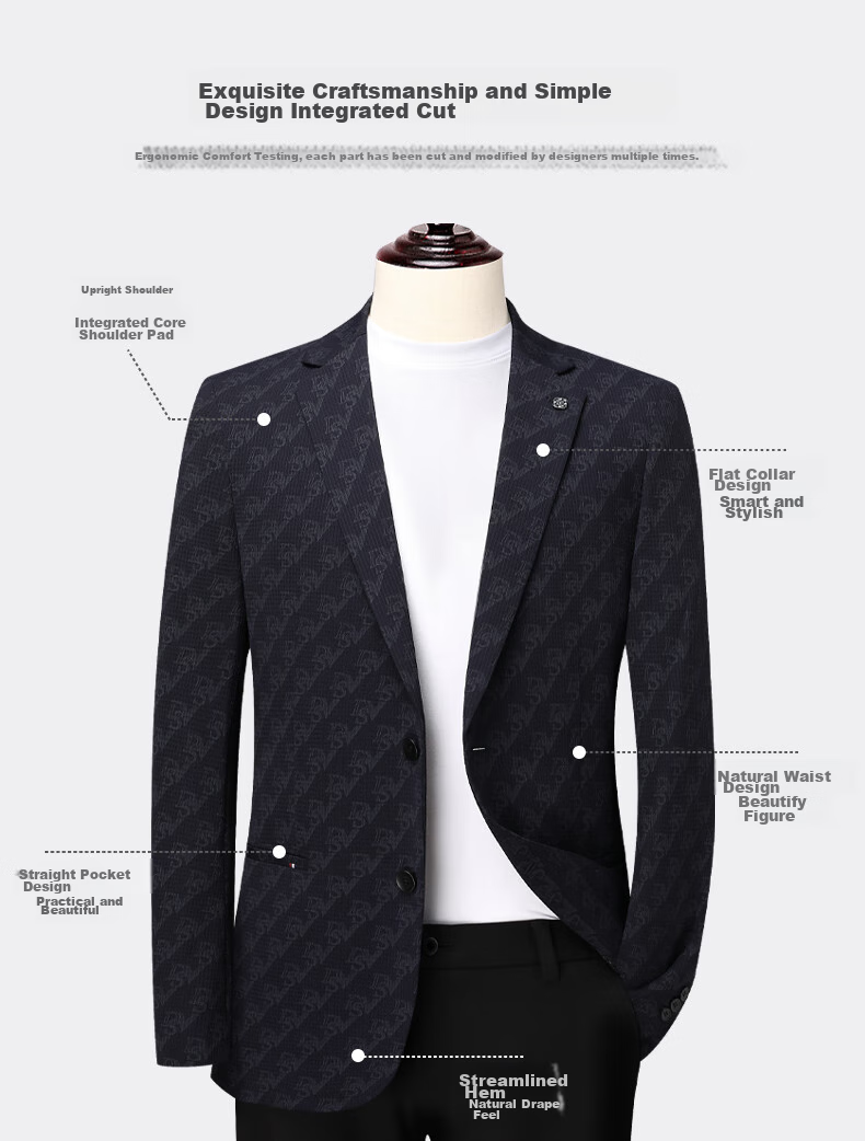 FIRS [High Elasticity, Wrinkle-Resistant] Men's Thin Suit Jacket, Business Casual Blazer for Young Professionals, Work Uniform Outerwear 4