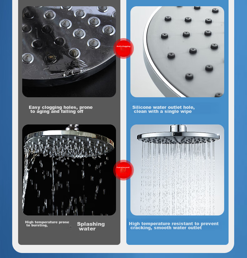 BSITN Top Spray Shower Head, Top Spray Air Pressure Booster Round Shower Head Universal Accessory B0430 4