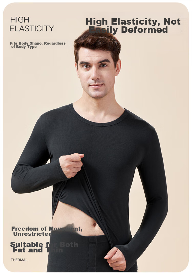 LangSha [Fall New Arrival] Men's Thermal Underwear Set, Antibacterial Thin Spring And Autumn Couple's Antibacterial Warm Base Layer 10