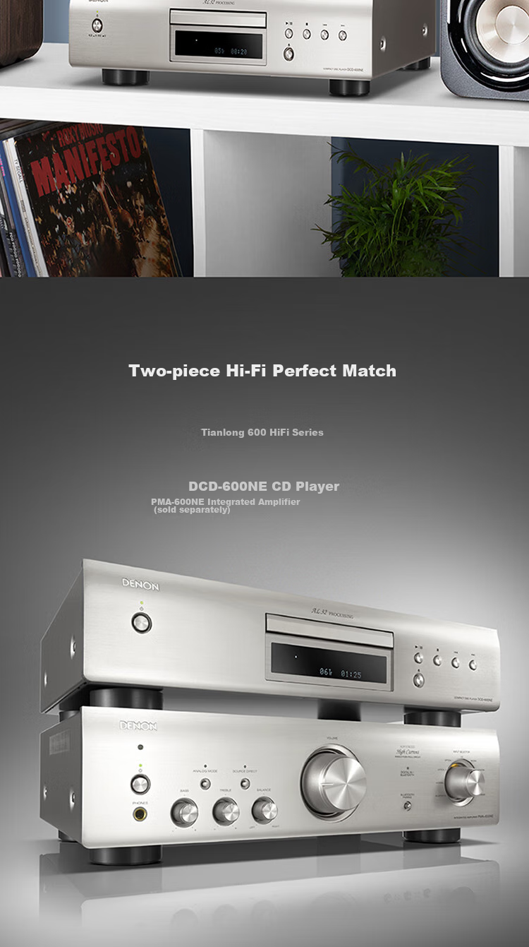 DENON DCD-600NE Speaker, Audio System, High-Fidelity Hi-Fi Audiophile Sound, Imported, Entry-Level CD Player, Silver 6