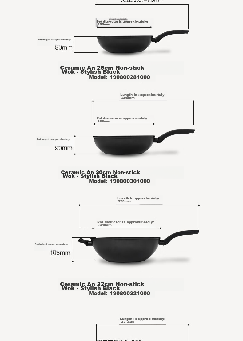 Feishile Ceramic Non-Stick Series 30cm Wok, Fluorine-Free Ceramic Coating, Large Diameter Deep Frying Pan, Compatible with Gas And Induction Stoves 10