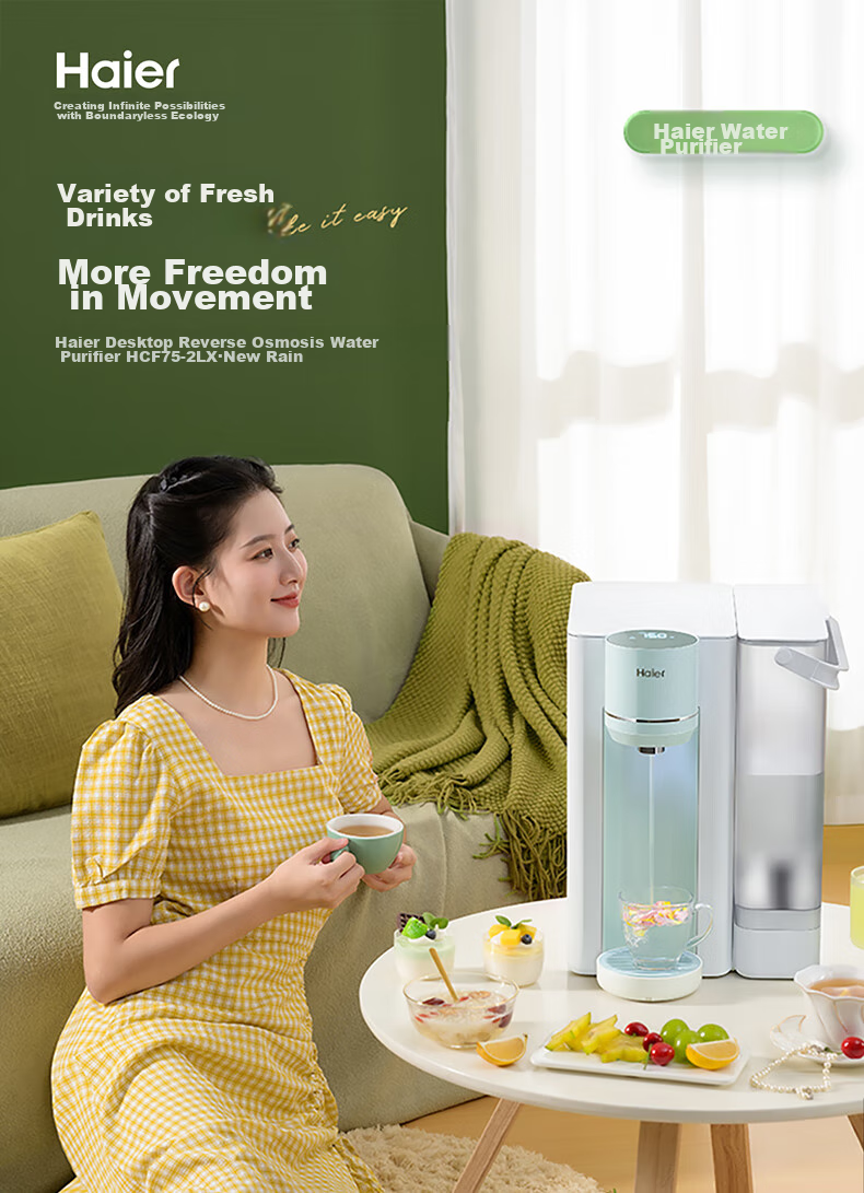 Haier Desktop Water Purifier, Light And Fresh Hot Water Dispenser, Dual Water Tank, Dual Antibacterial, No Installation Required, Heating And Direct Drinking All-In Machine, Non-Dual Phenol Water Dispenser HCF75-2LXWZU1 4