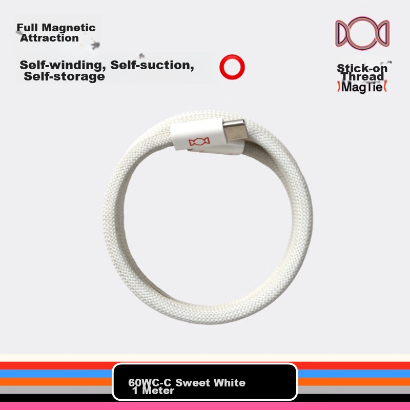 Кабель CANDYSIGN MagTie, USB C-C, 60W, 3A, 1.6м, белый