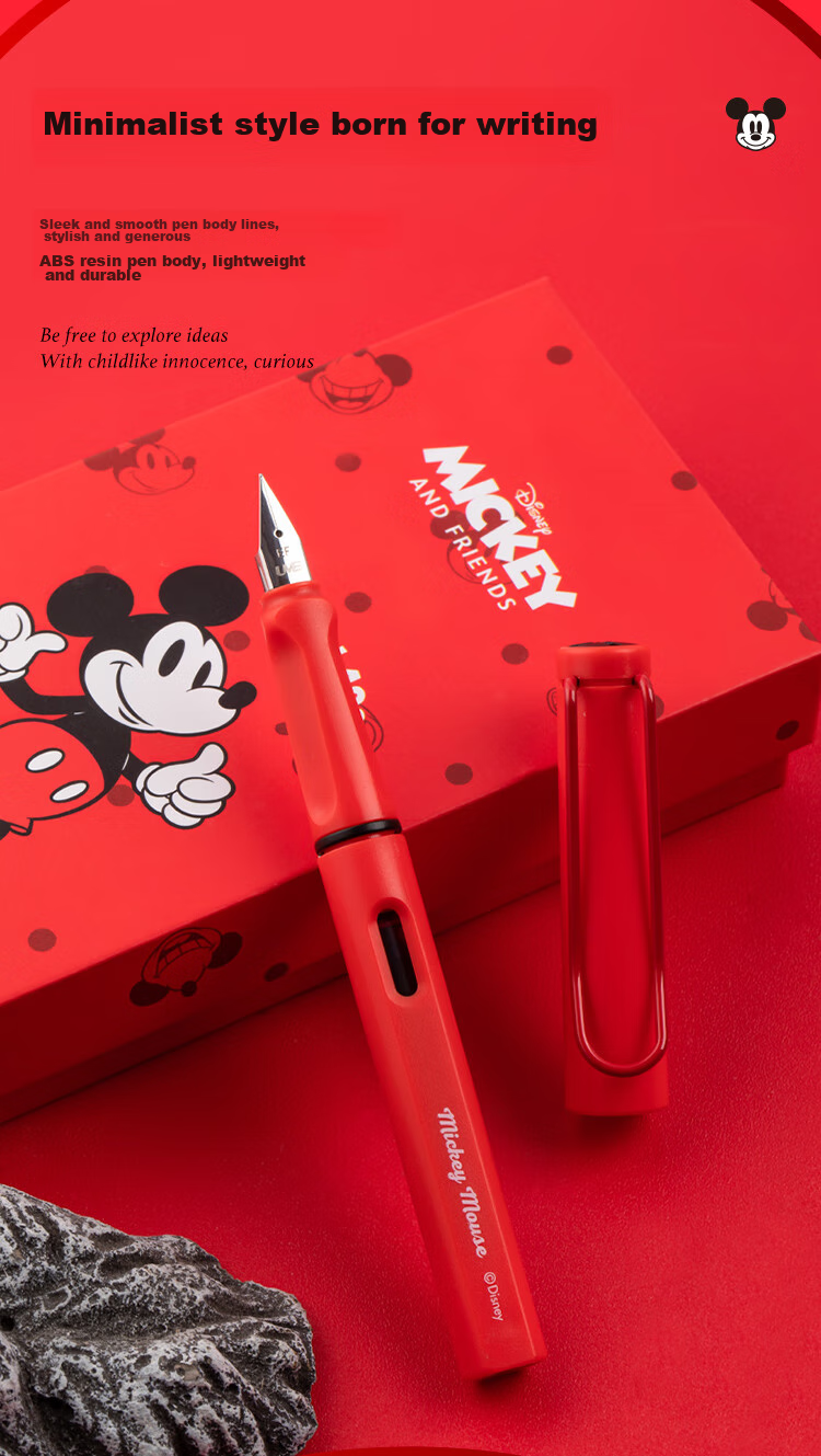 Disney Student Fountain Pen Posture Correction Pen Refillable Erasable Ink for Grades 3-6 Birthday Gift Stationery Reward for Boys and Girls 3