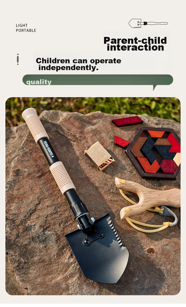 SHEFFIELD Swiss Military Folding Shovel Multi-Functional Small Iron Spade Hoe Outdoor Camping Fishing Shovel Car-Mounted 2