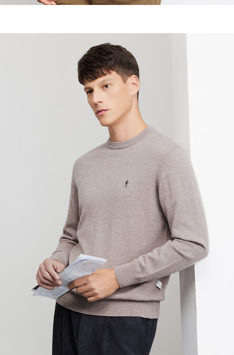 DANCING WOLVES [100% Merino Wool] Men's Fashionable Versatile Warm Casual Sweater, 001 Black, Size 165 11