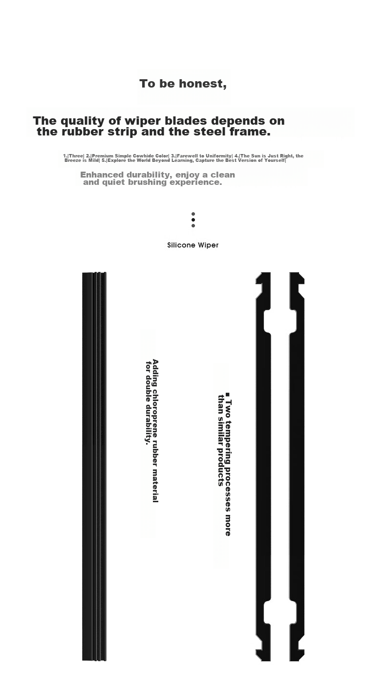 DU PONT Car Windshield Wiper Blades, Boneless Silent Rubber, for Nissan Sylphy 2012-2019 And Tiida 2011-2020 Models 12