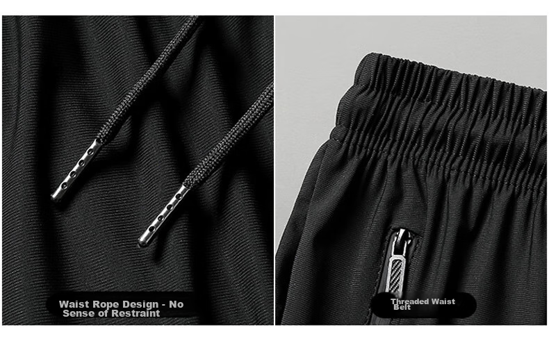JEEP SPIRIT Men's Casual Pants, Summer Sports Straight-Leg Ice Silk Quick-Dry Breathable Outdoor Trousers, Black Straight-Leg, 3XL 7