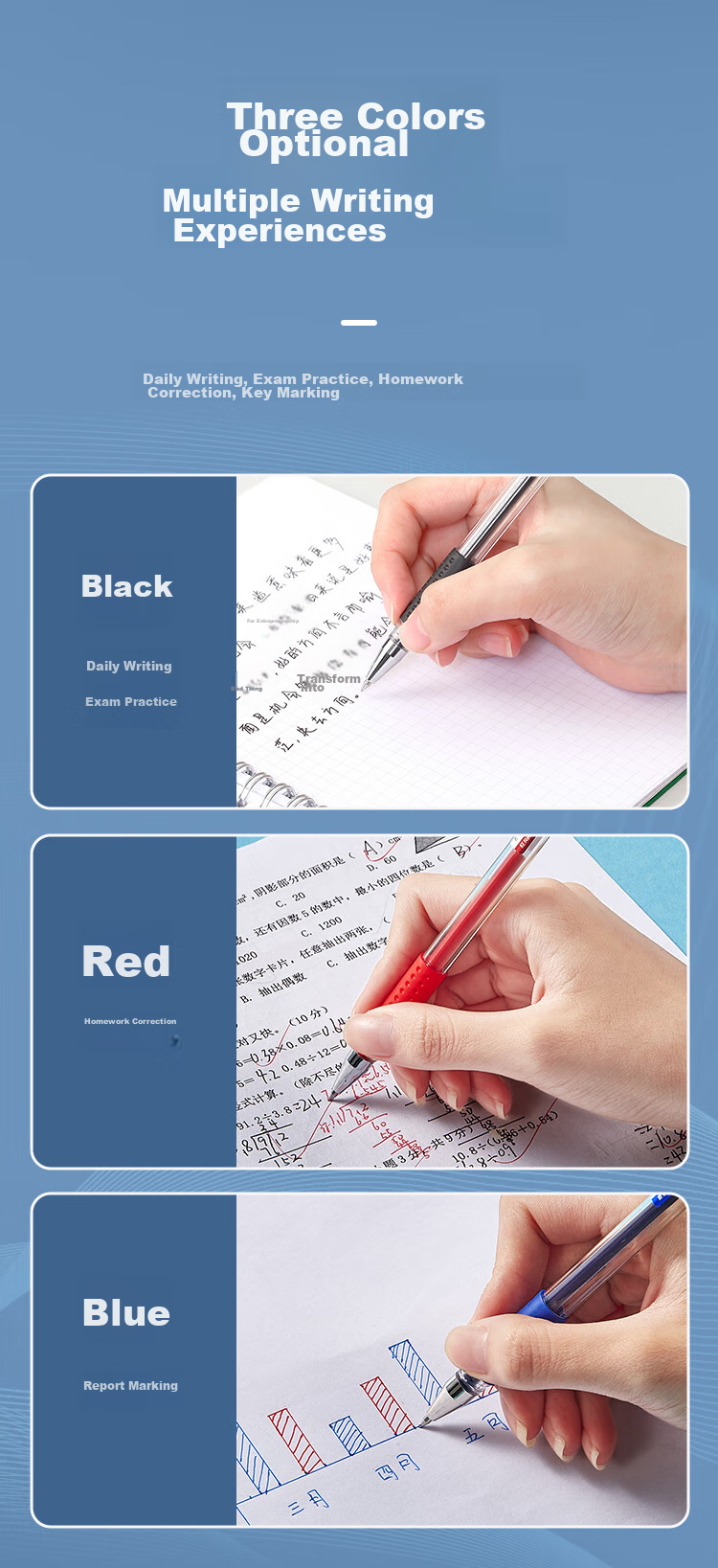 COMIX Black Gel Pen, Signing Pen, 0.5mm Office Pen, 12 Pens Per Box, Bullet Tip, Pull Cap 8