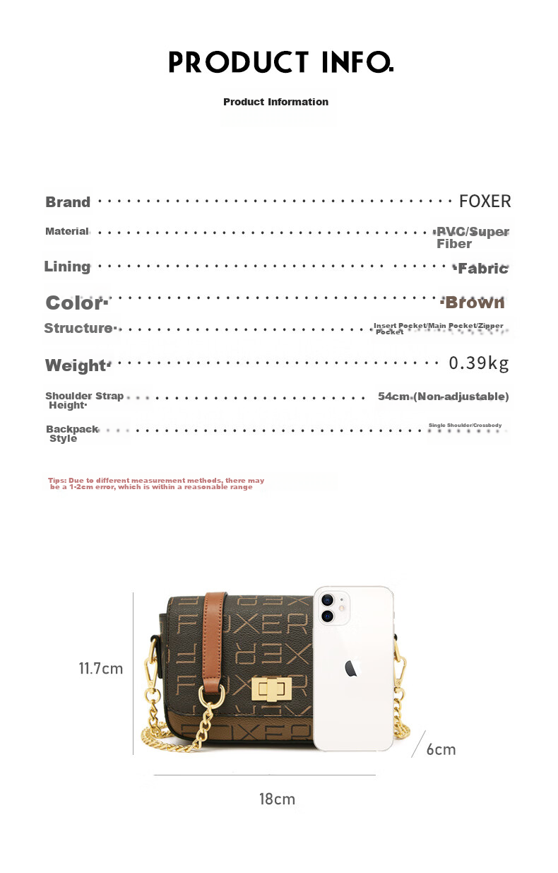 FOXER Women's Handbag Large Capacity Crossbody Bag Shoulder Bag Phone Pouch Small Square Bag Valentine's Day Gift 9