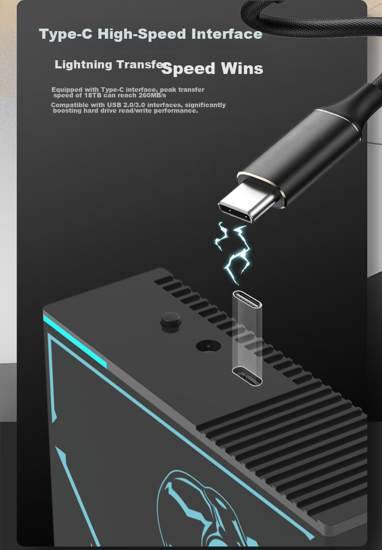 ThundeRobot 8TB Portable Hard Drive Desktop Storage, 3.5-Inch, Large Capacity, High-Speed Type-C 3.1, Compatible with Mac External Hard Drive 5